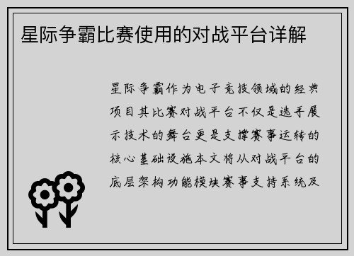星际争霸比赛使用的对战平台详解